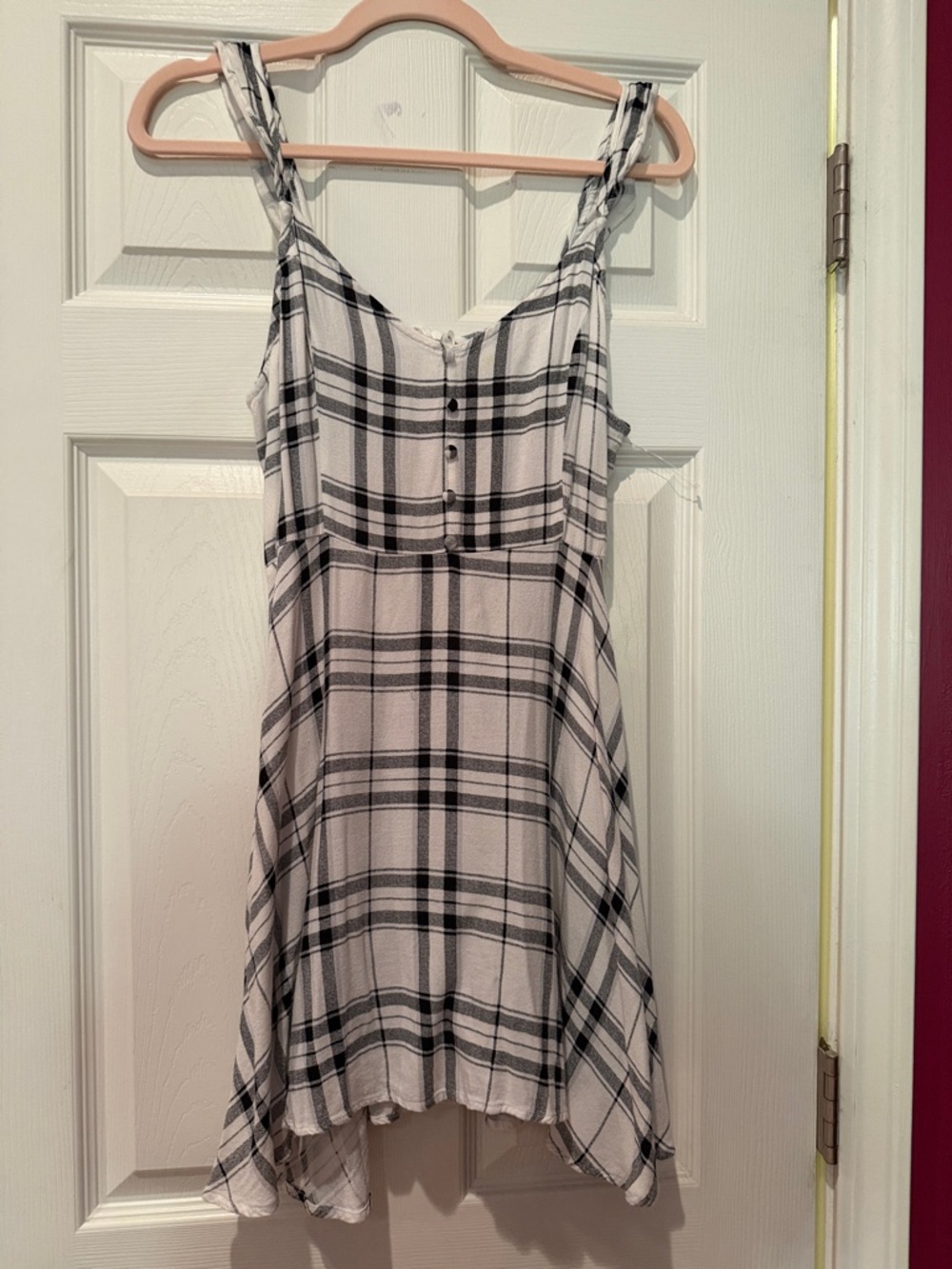 bleuh ciel Black and White Plaid Sleeveless Camisole Dress